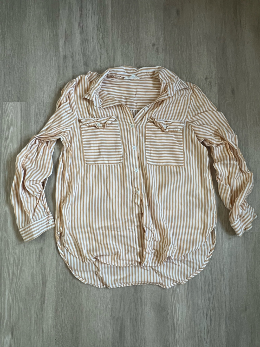 beachlunchlounge Striped Shirt in White and Tan Small
